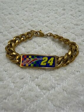 Vintage Nascar Jeff Gordon Spiedel Bracelet by Sun Time Gold Tone